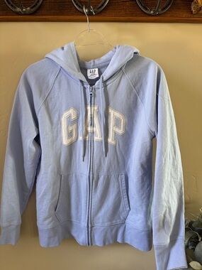 GAP Light Blue Zip Hoodie with White Logo